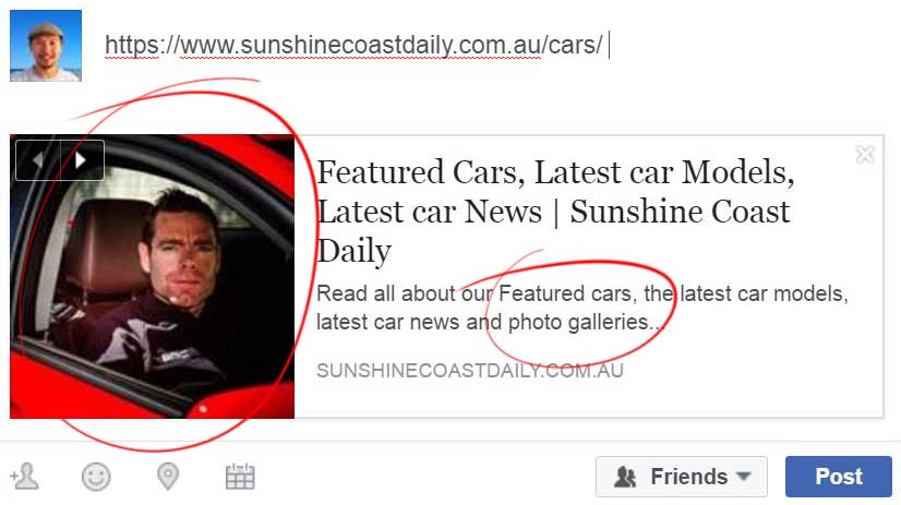 Motoring section on Facebook
